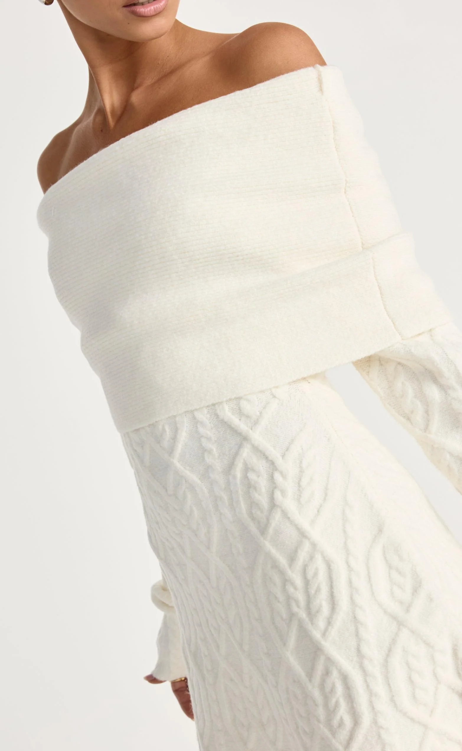 Pavati Long Sleeve Mini Dress (Off White) - Image 4