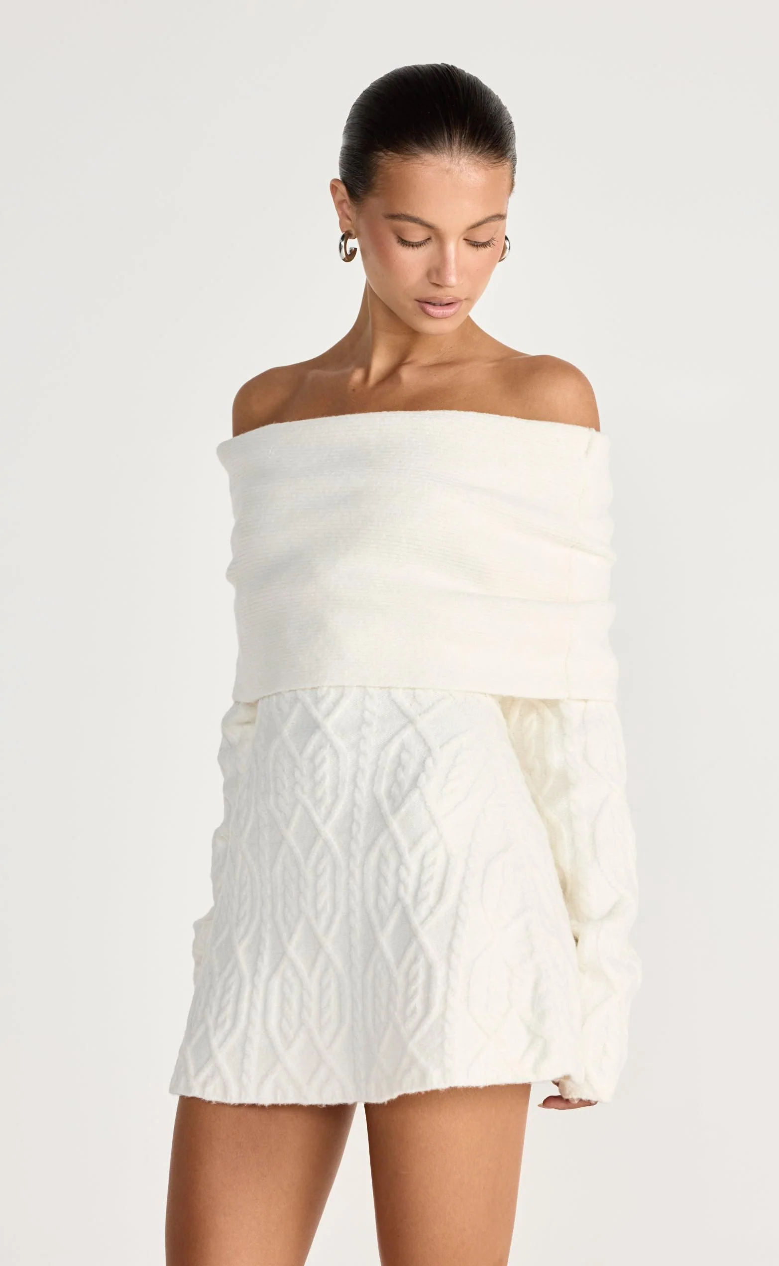 Pavati Long Sleeve Mini Dress (Off White) - Image 6