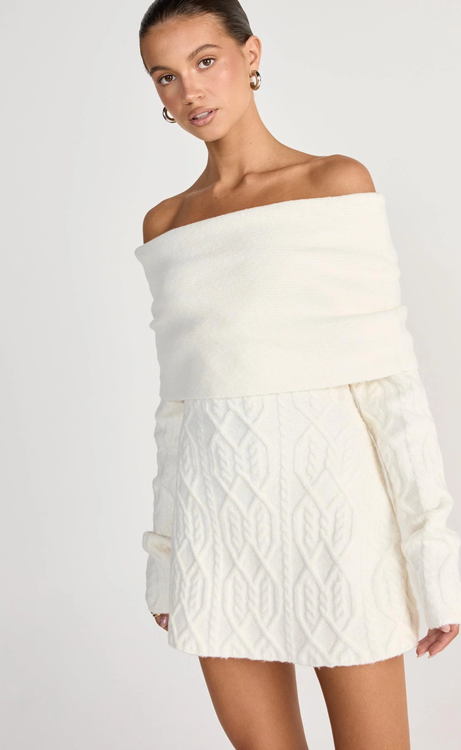 Pavati Long Sleeve Mini Dress (Off White) - Image 7