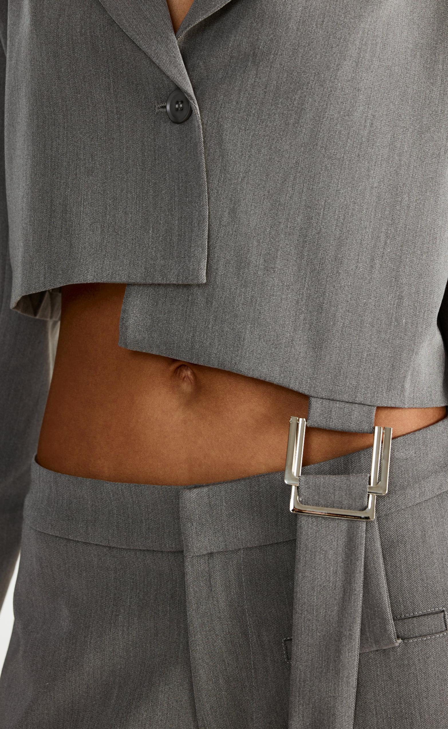 Reed Cropped Blazer (Grey) - Image 3