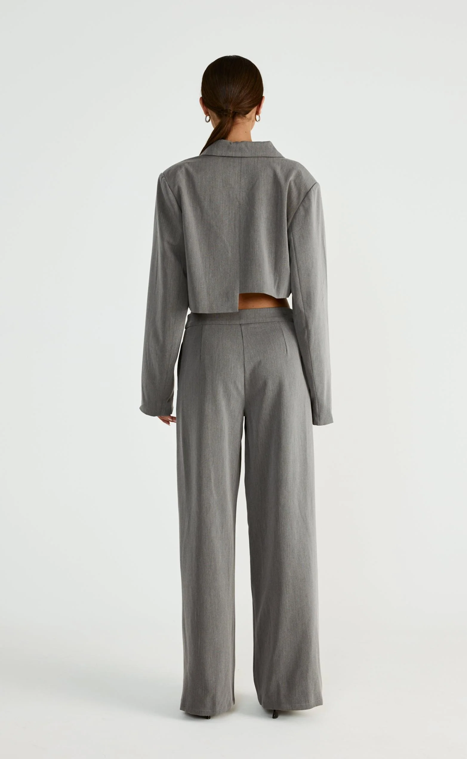 Reed Cropped Blazer (Grey) - Image 4