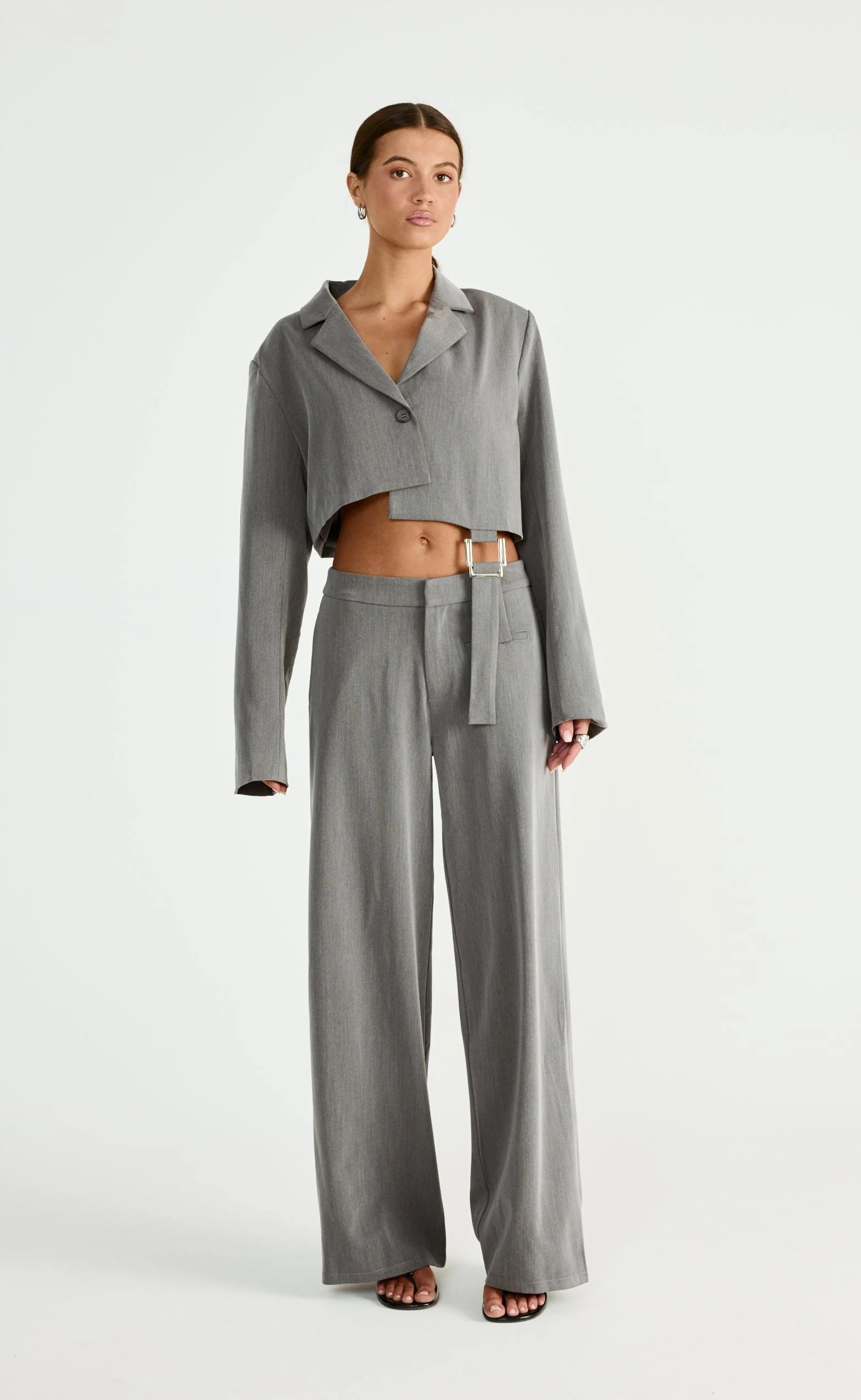 Reed Cropped Blazer (Grey) - Image 5