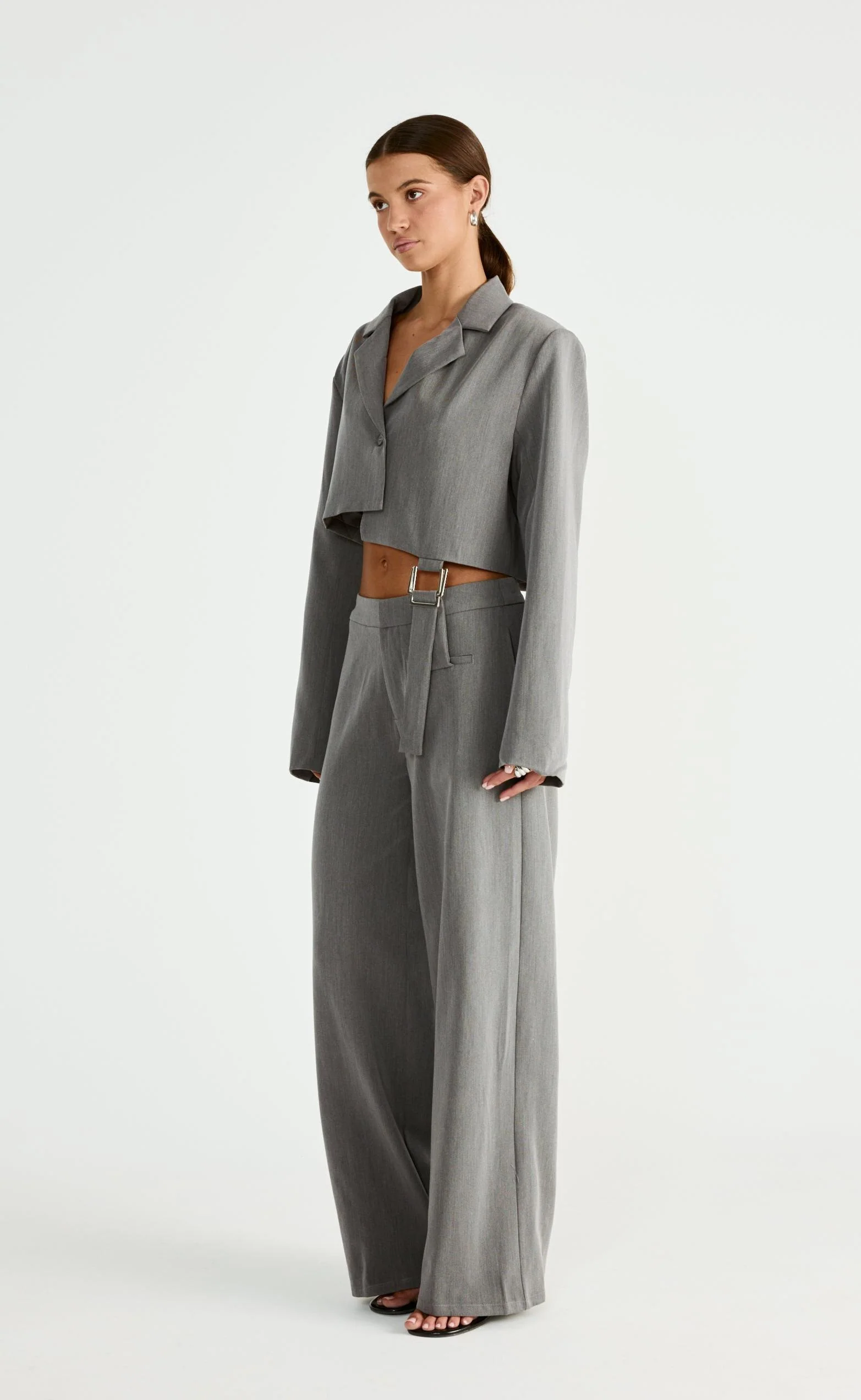 Reed Cropped Blazer (Grey) - Image 6