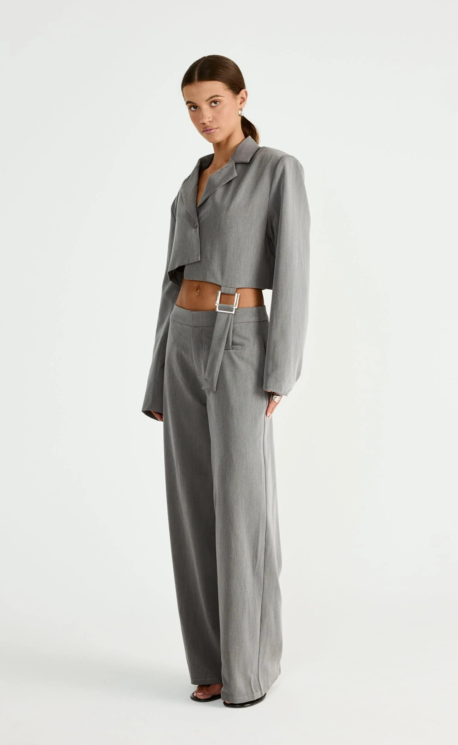 Reed Cropped Blazer (Grey) - Image 7