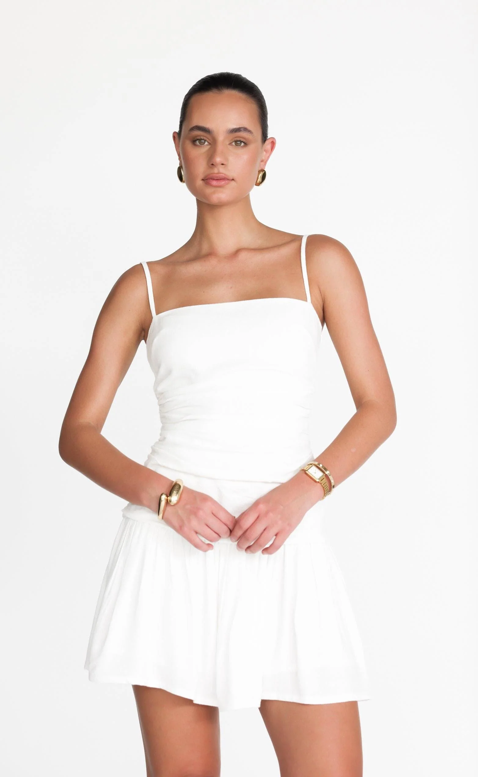 Reese Mini Dress (White) - Image 8