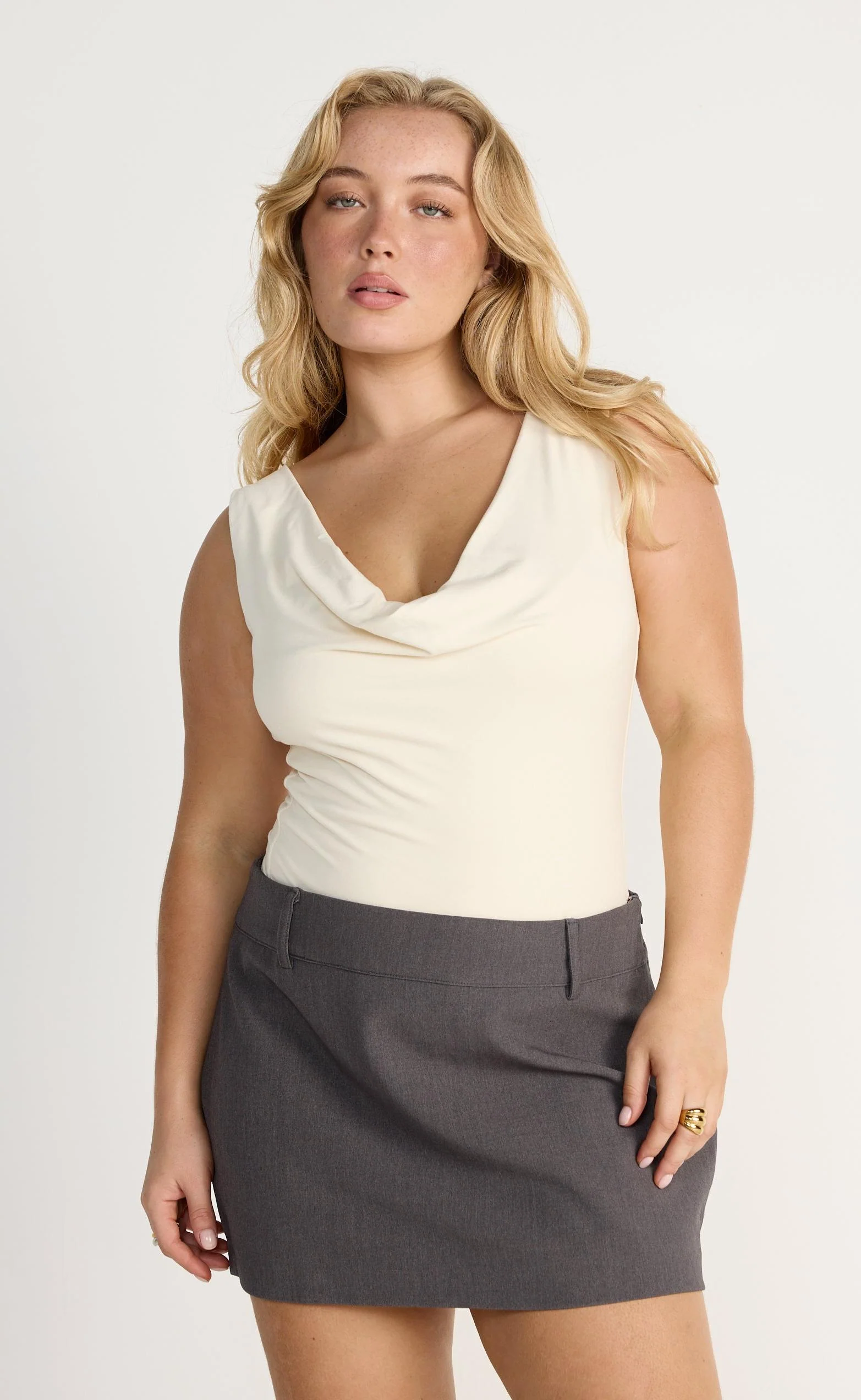 Rosalinda Mini Skirt (Textured Slate) - Image 2