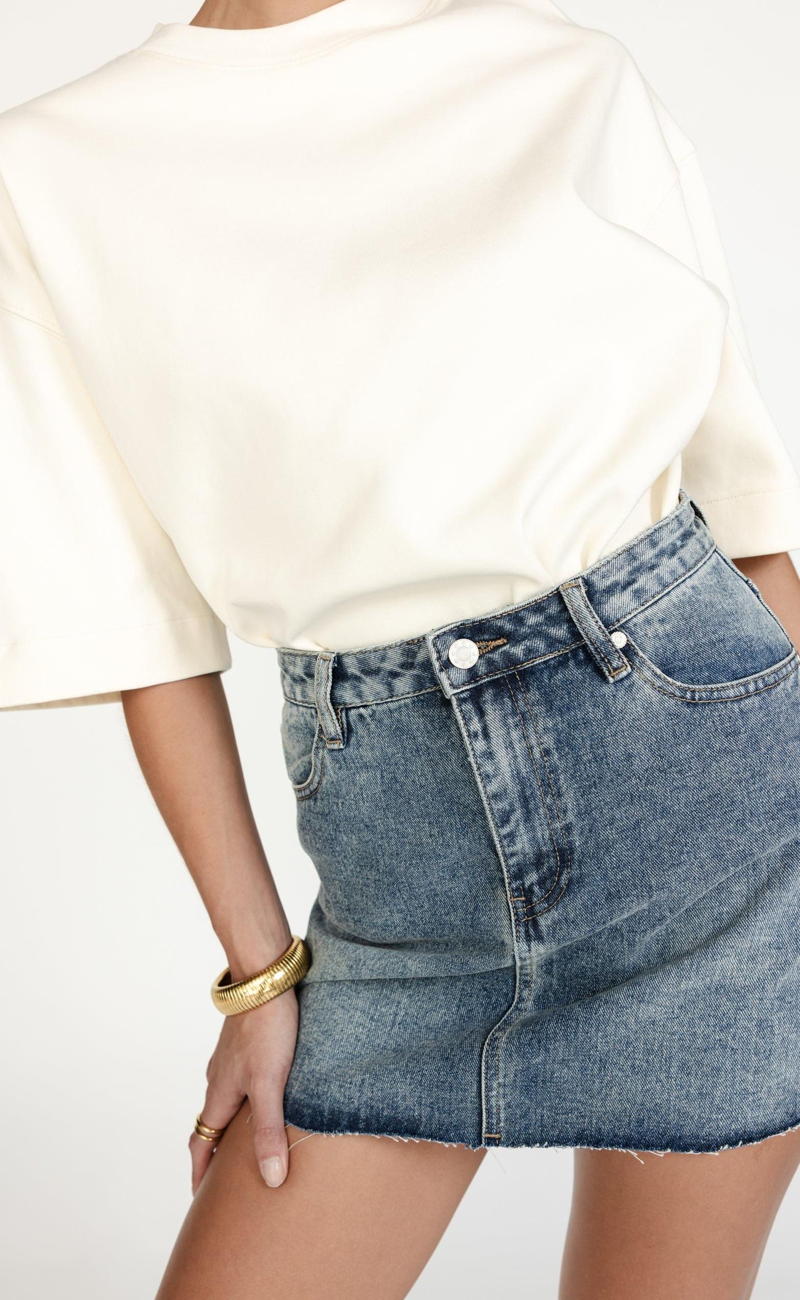 Rowan Denim Mini Skirt (Faded) - Image 6