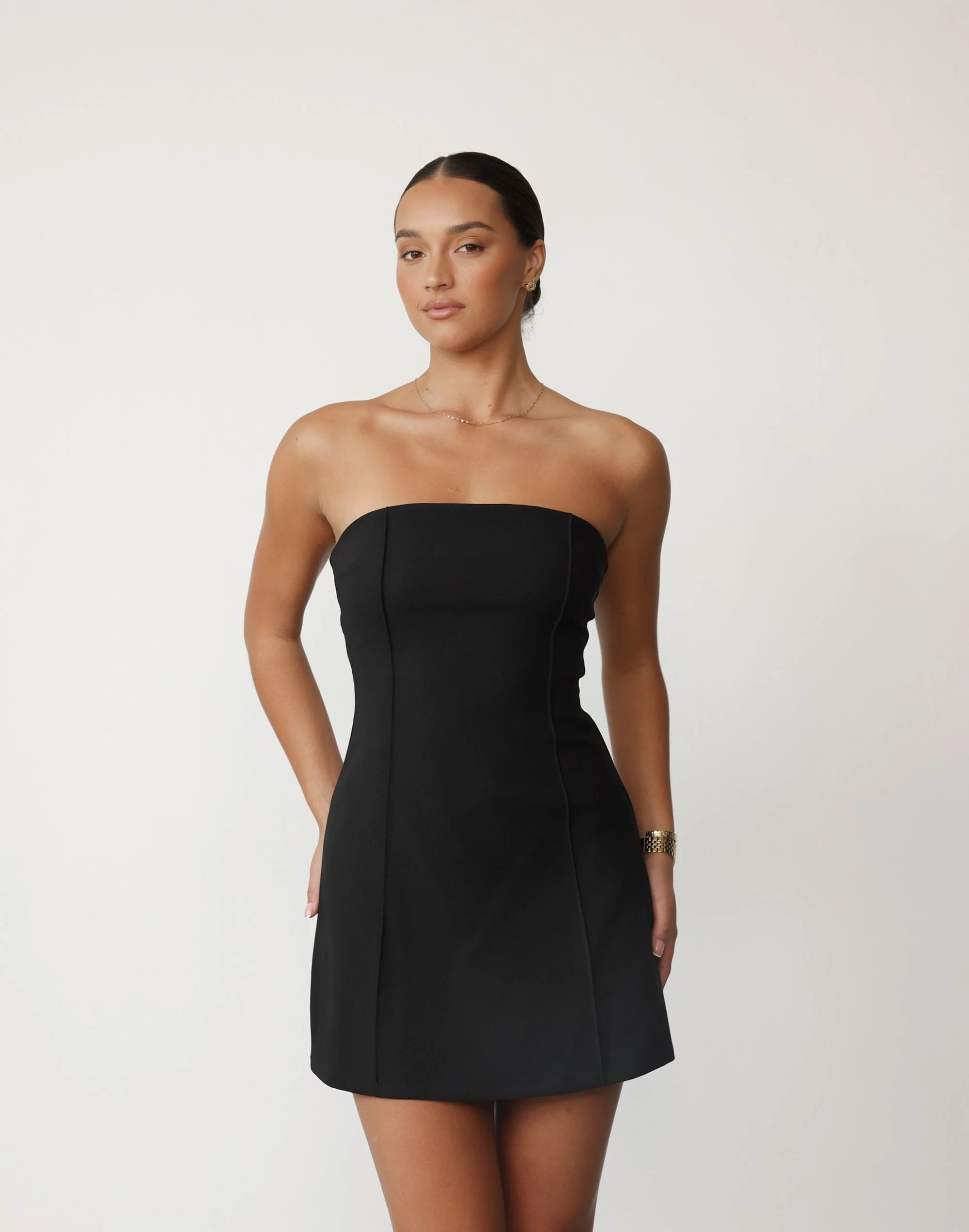 Roxanne Mini Dress (Black) - Image 3