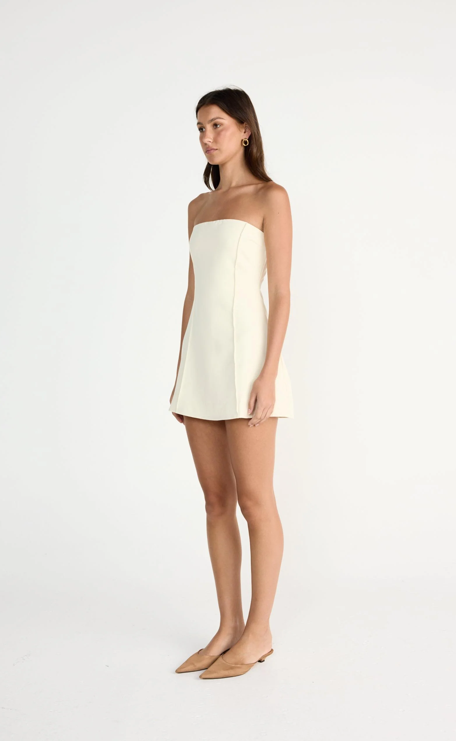 Roxanne Mini Dress (Cream) - Image 4