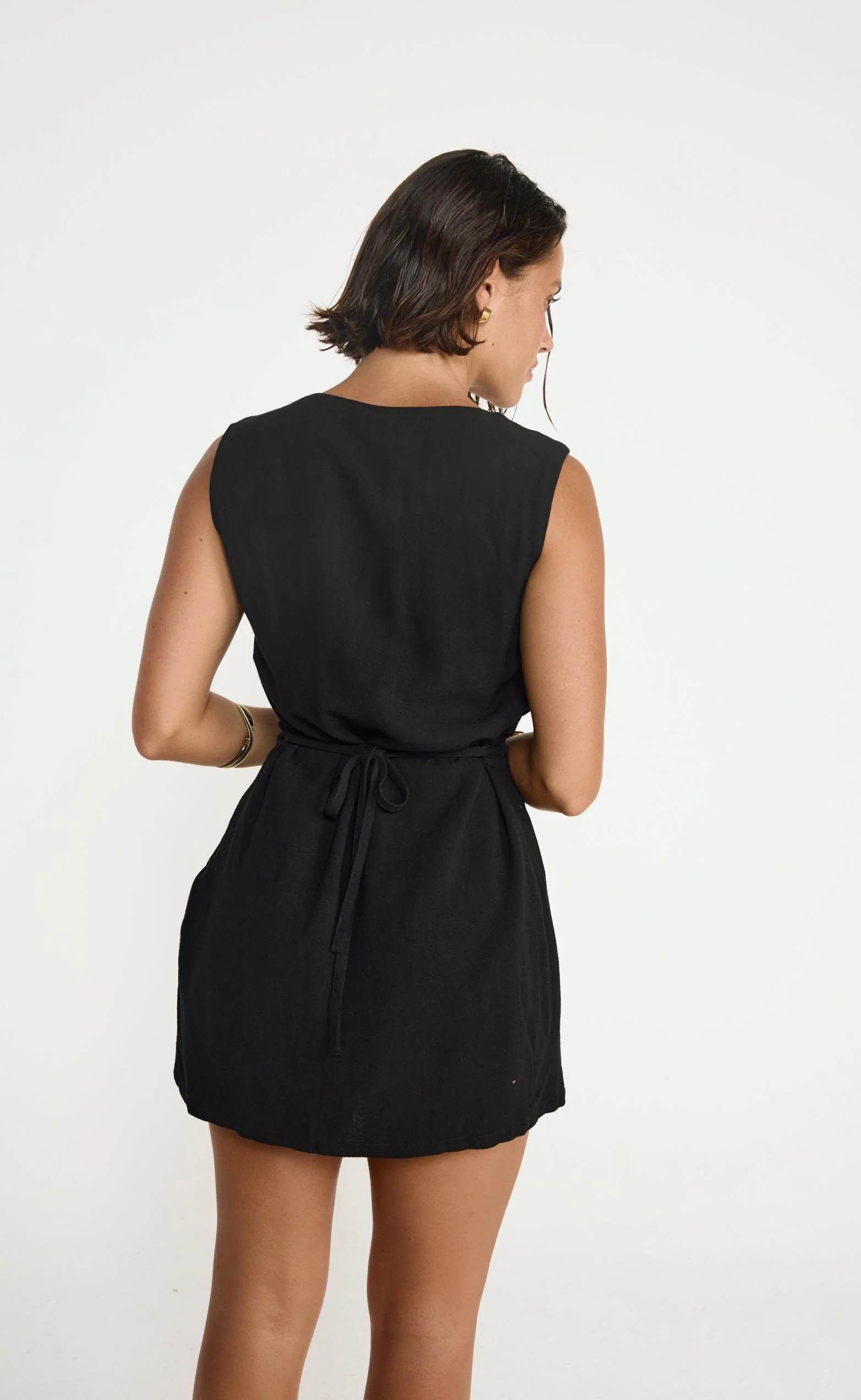 Shoreline Mini Dress (Black) - Image 13