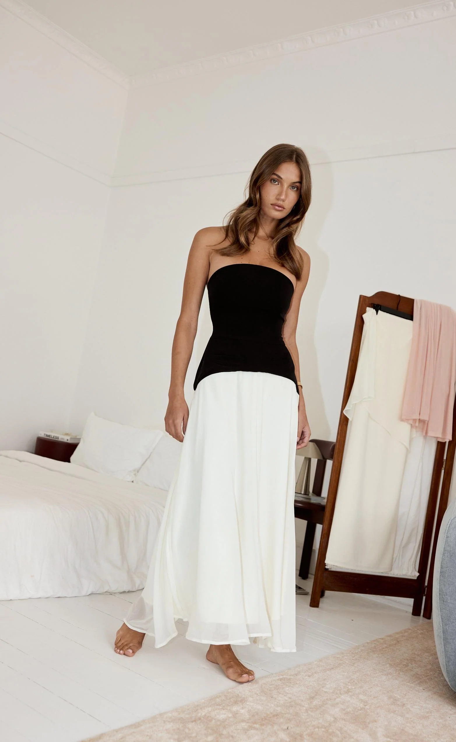 Stella Midi Dress (Black/Cream) - Image 10
