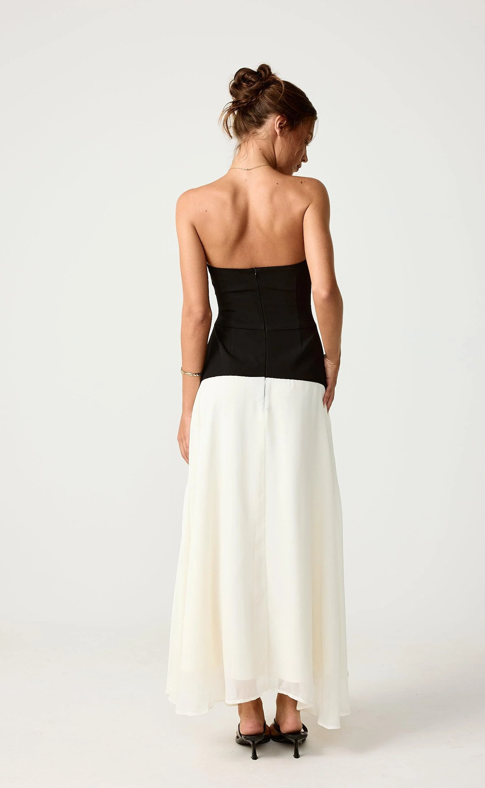 Stella Midi Dress (Black/Cream) - Image 2