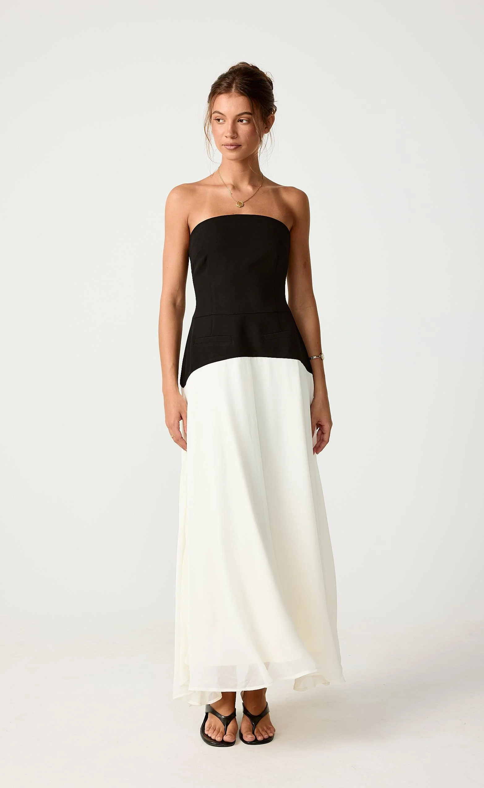 Stella Midi Dress (Black/Cream) - Image 7
