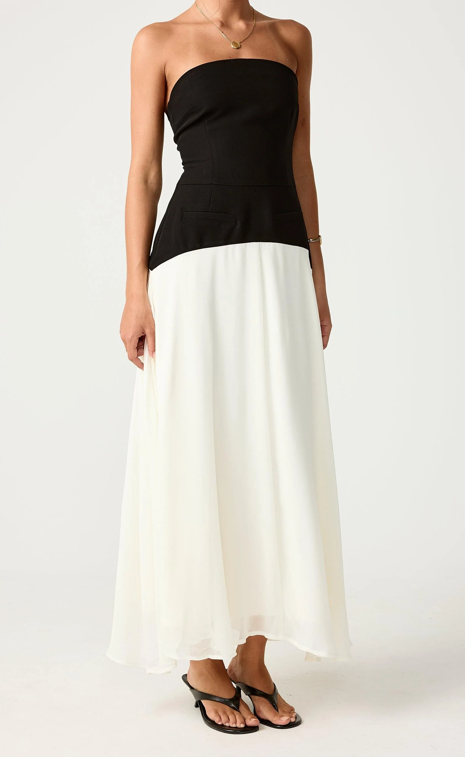 Stella Midi Dress (Black/Cream) - Image 8