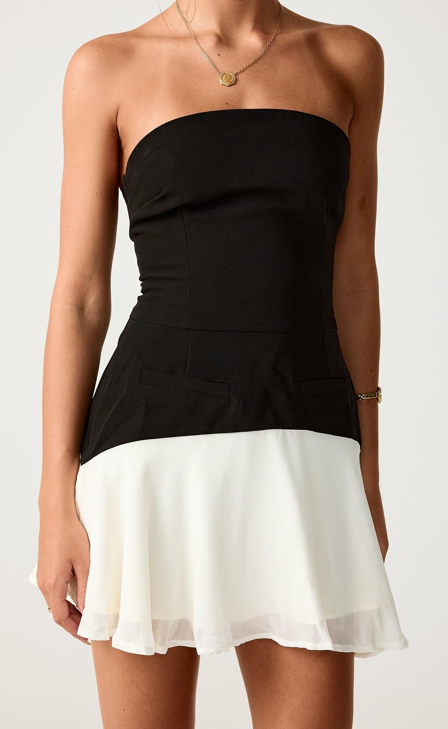 Stella Mini Dress (Black/Cream) - Image 2
