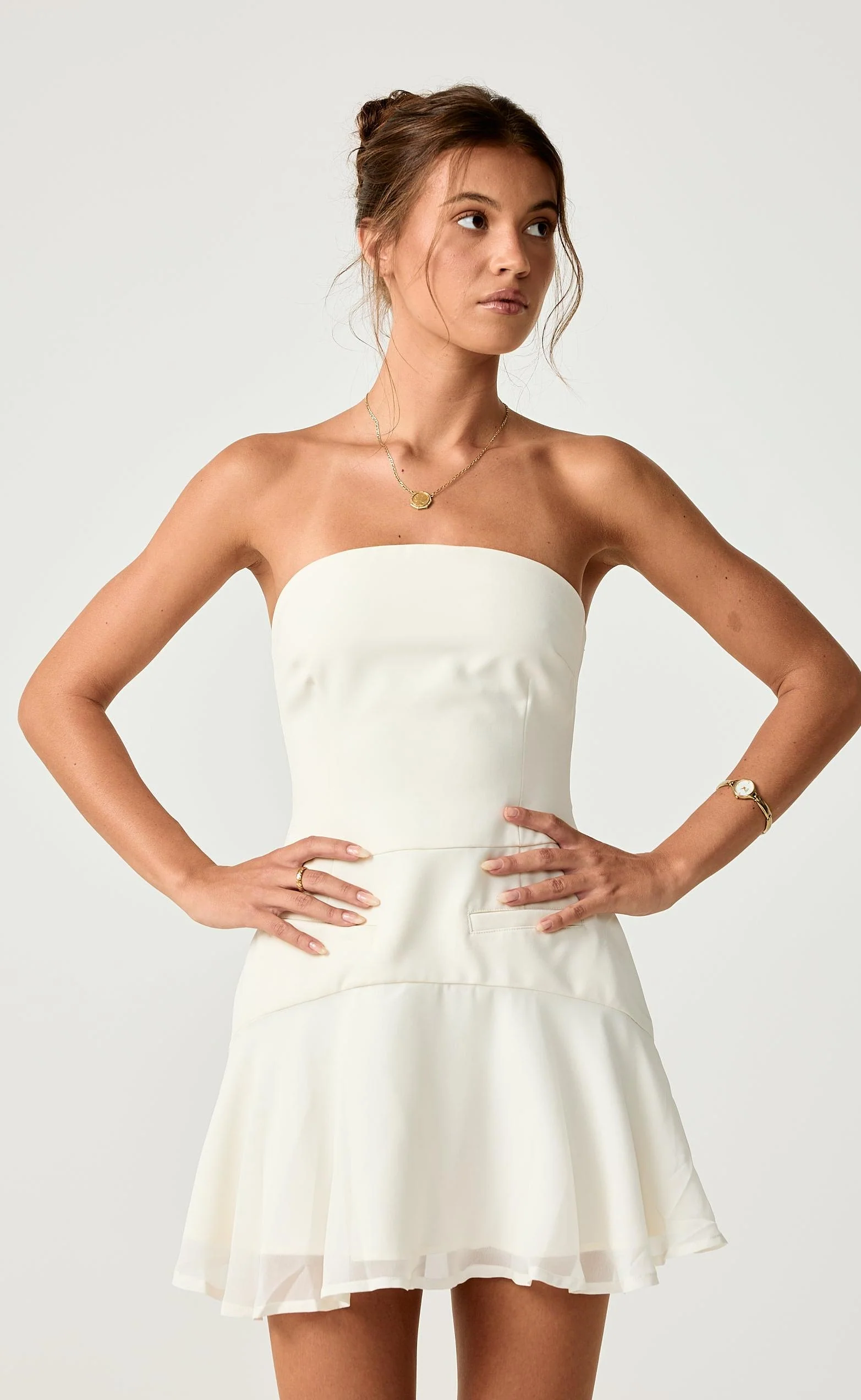 Stella Mini Dress (Cream) - Image 6