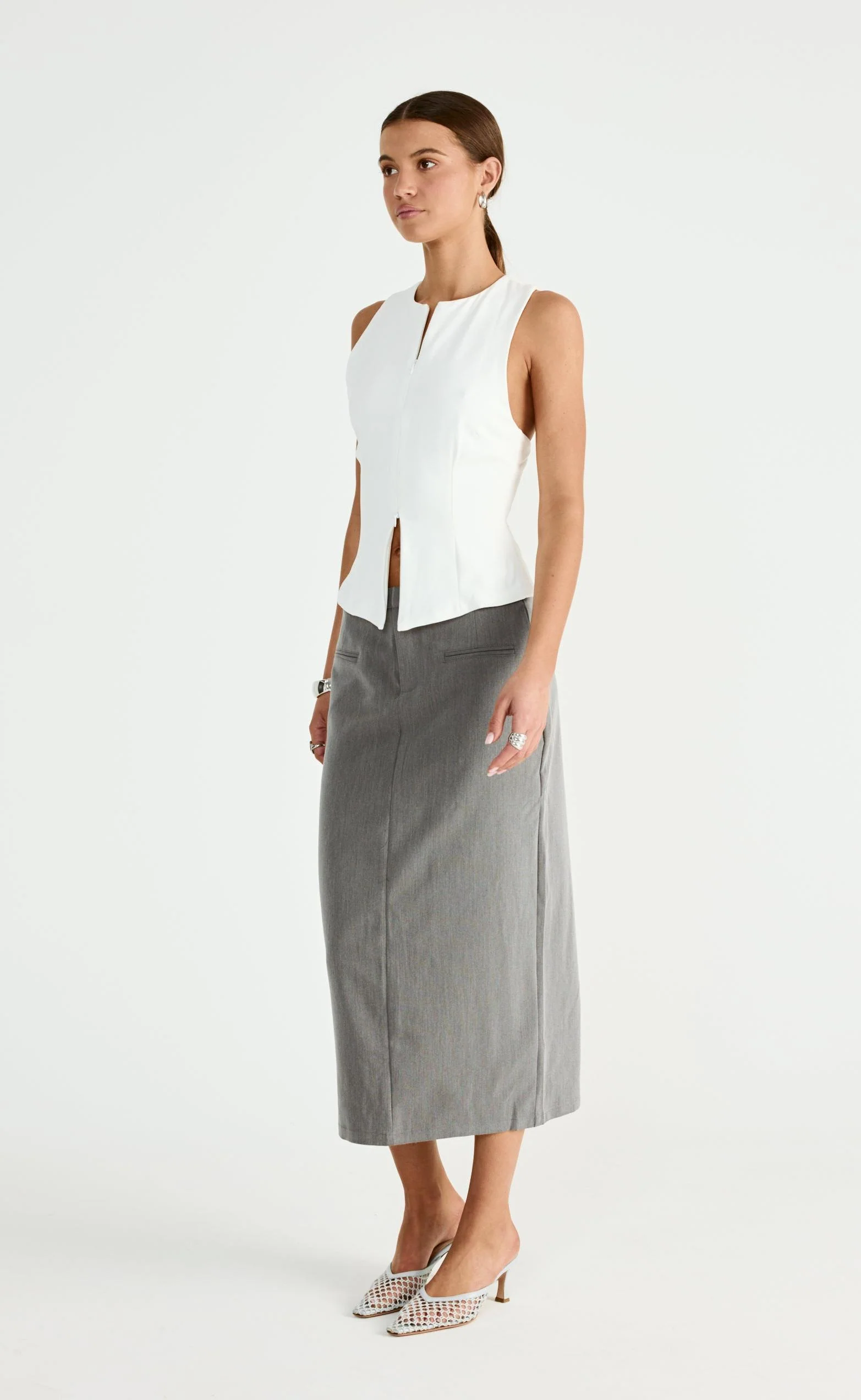Tillie Midi Skirt (Grey) - Image 4