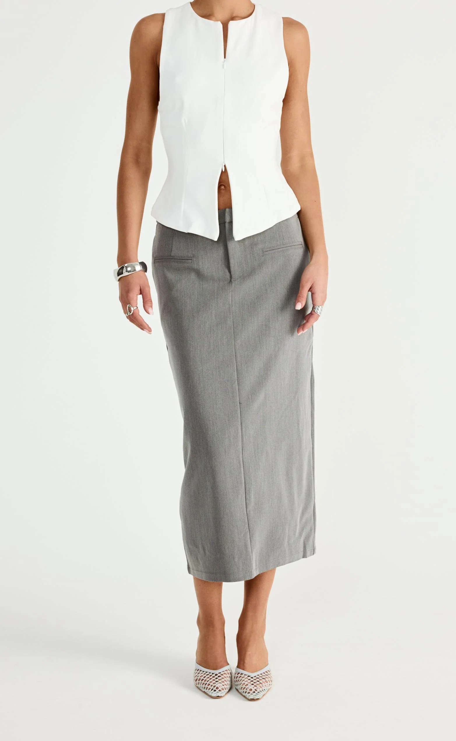 Tillie Midi Skirt (Grey) - Image 6