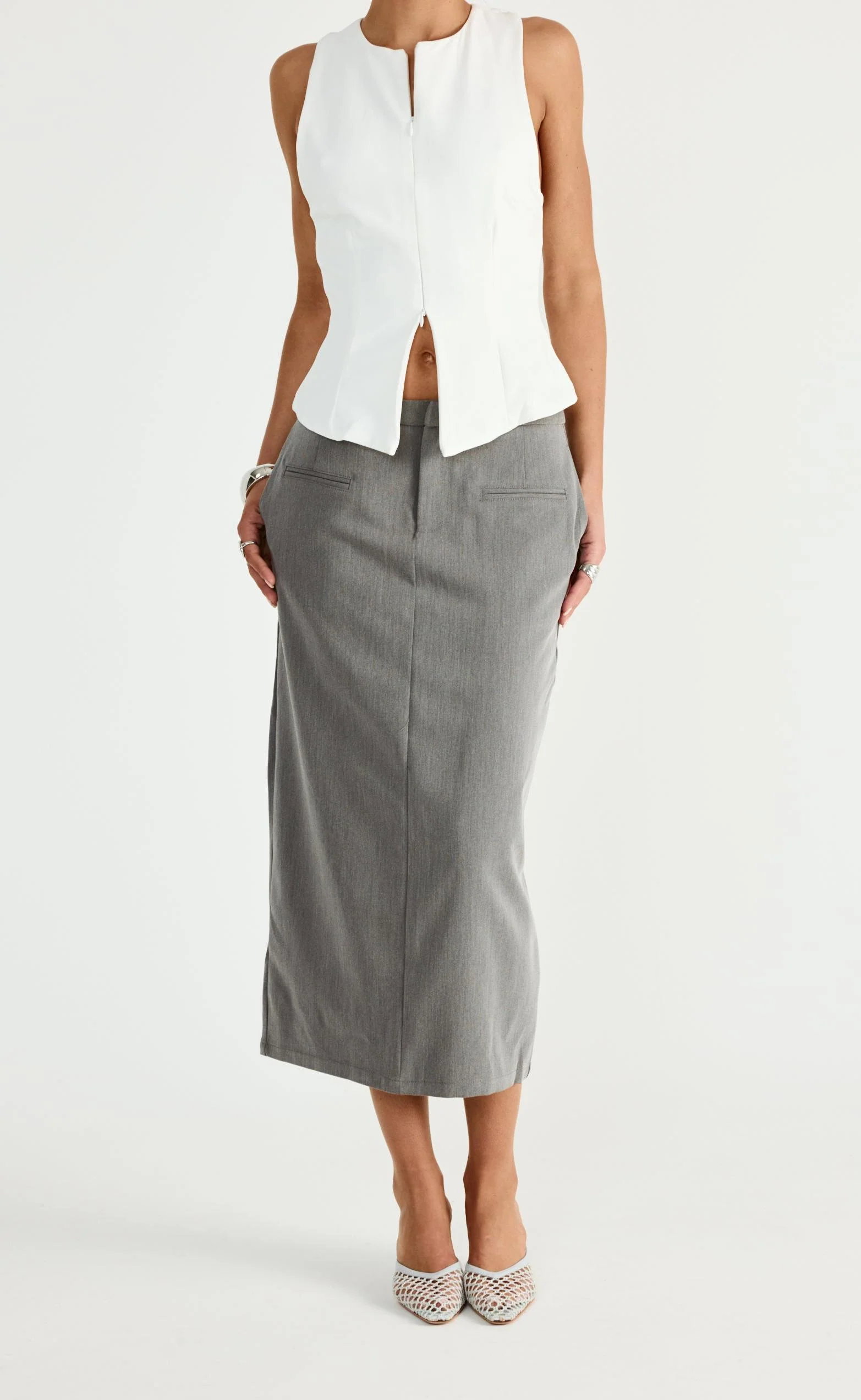 Tillie Midi Skirt (Grey) - Image 7