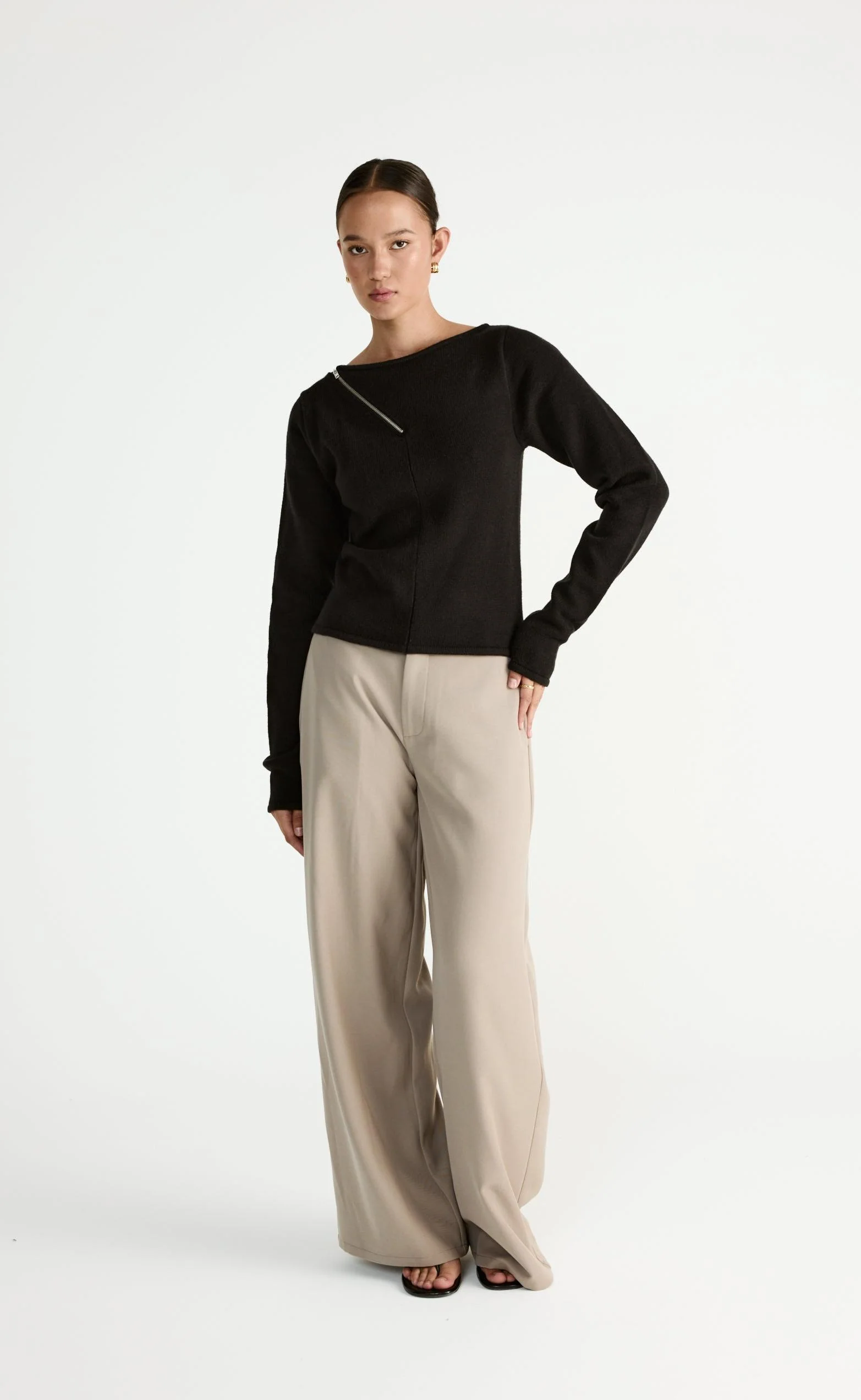 Wynter Long Sleeve Top (Black) - Image 2