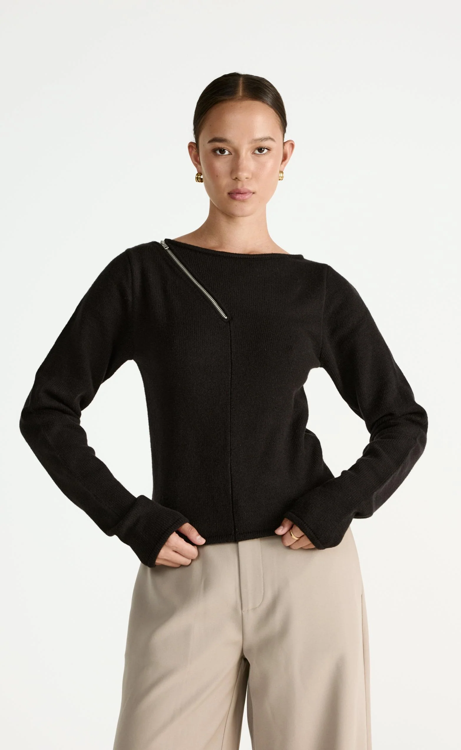 Wynter Long Sleeve Top (Black) - Image 4