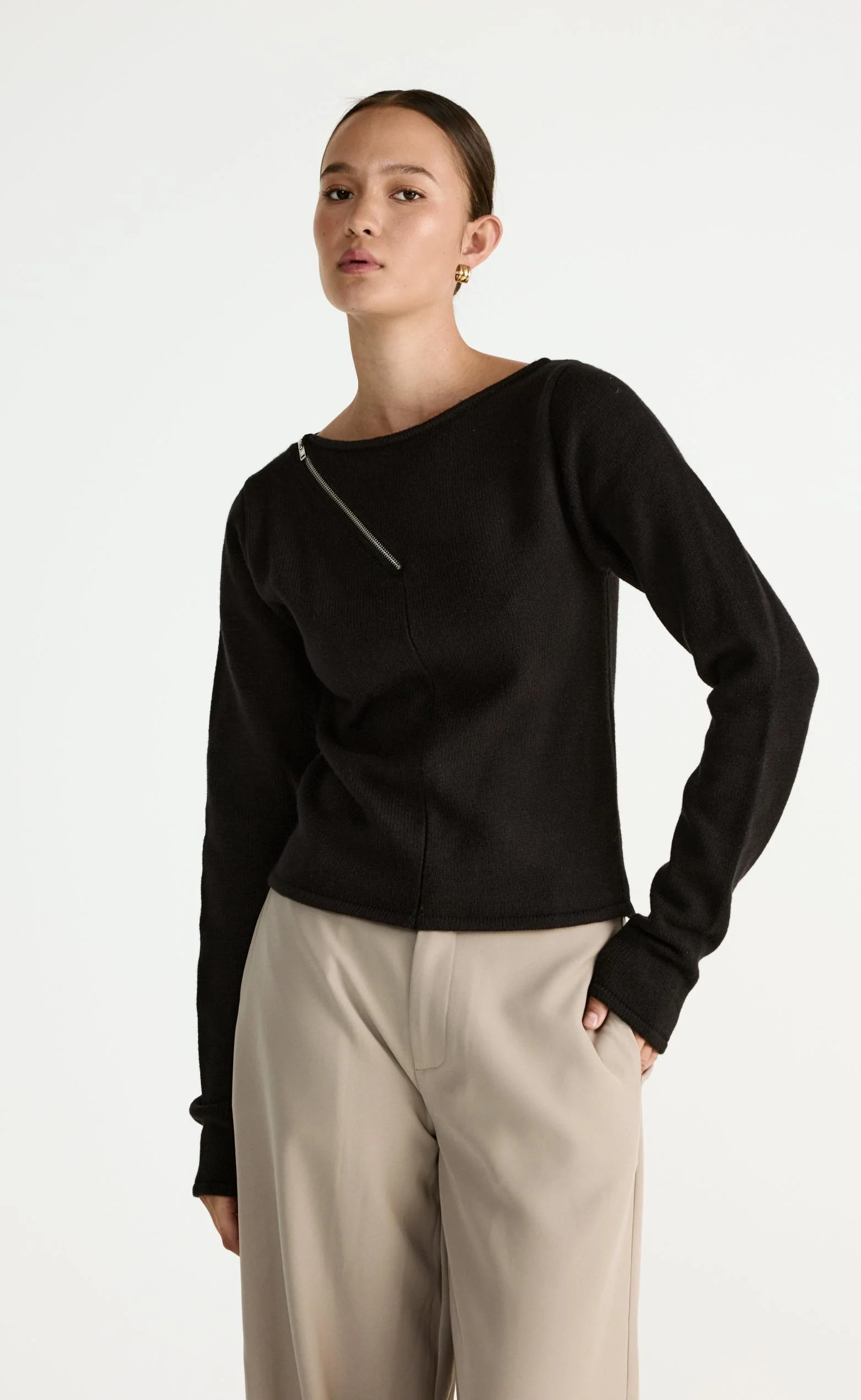 Wynter Long Sleeve Top (Black) - Image 7
