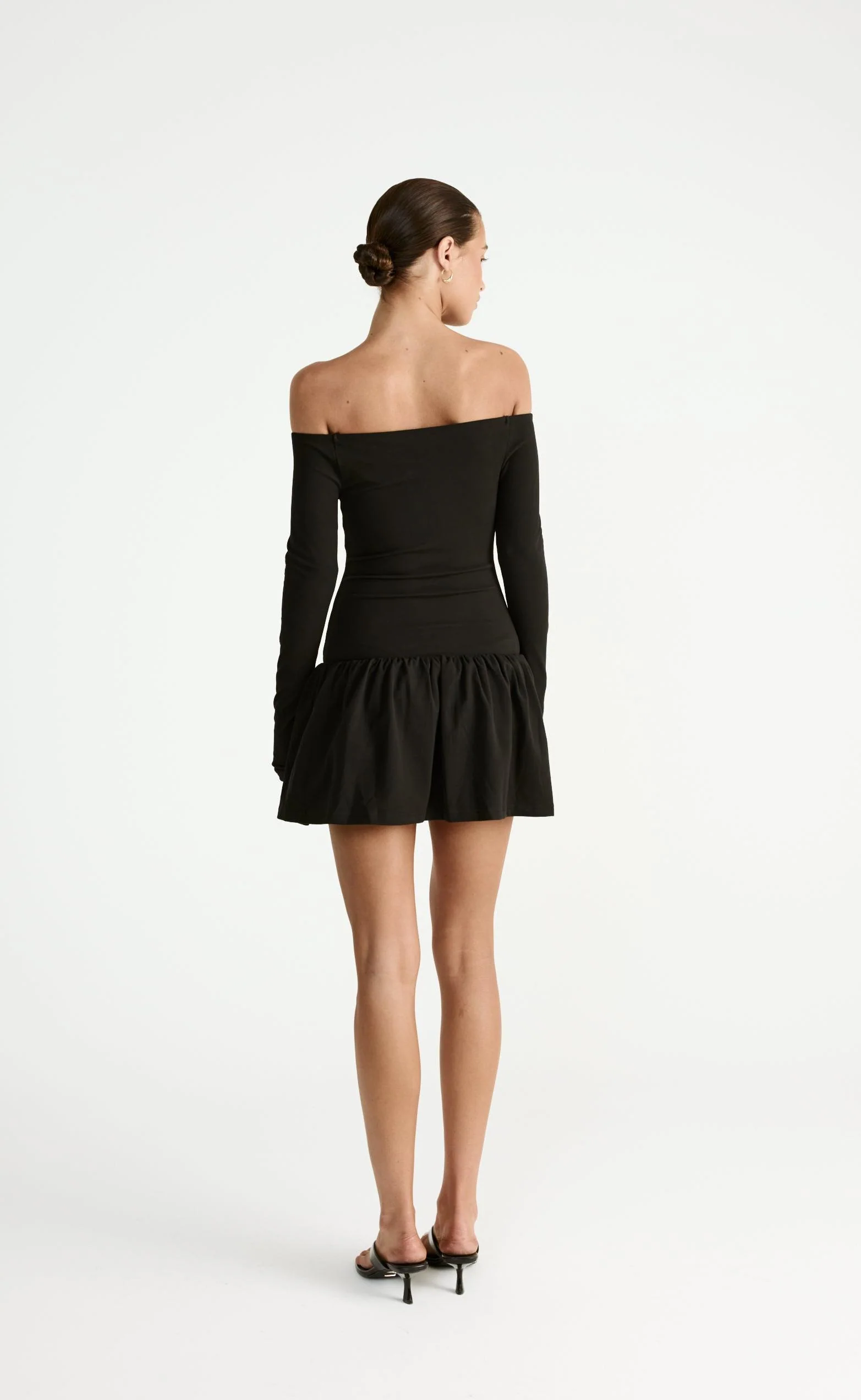Yanna Long Sleeve Mini Dress (Black) - Image 2