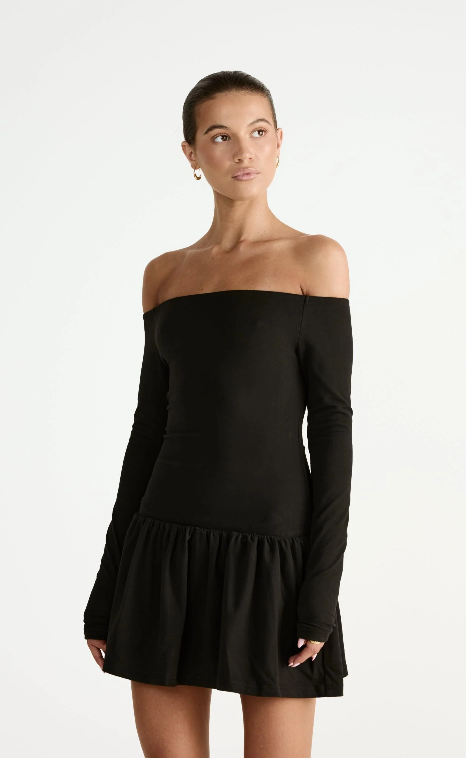 Yanna Long Sleeve Mini Dress (Black) - Image 6